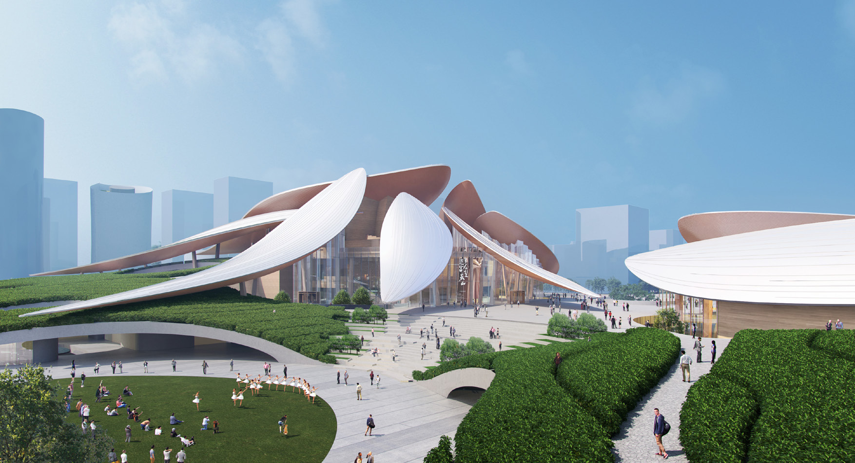 中建八局承建的浙江省安吉“两山”未来科技城文明艺术中心工程总承揽（EPC）项目正式开工