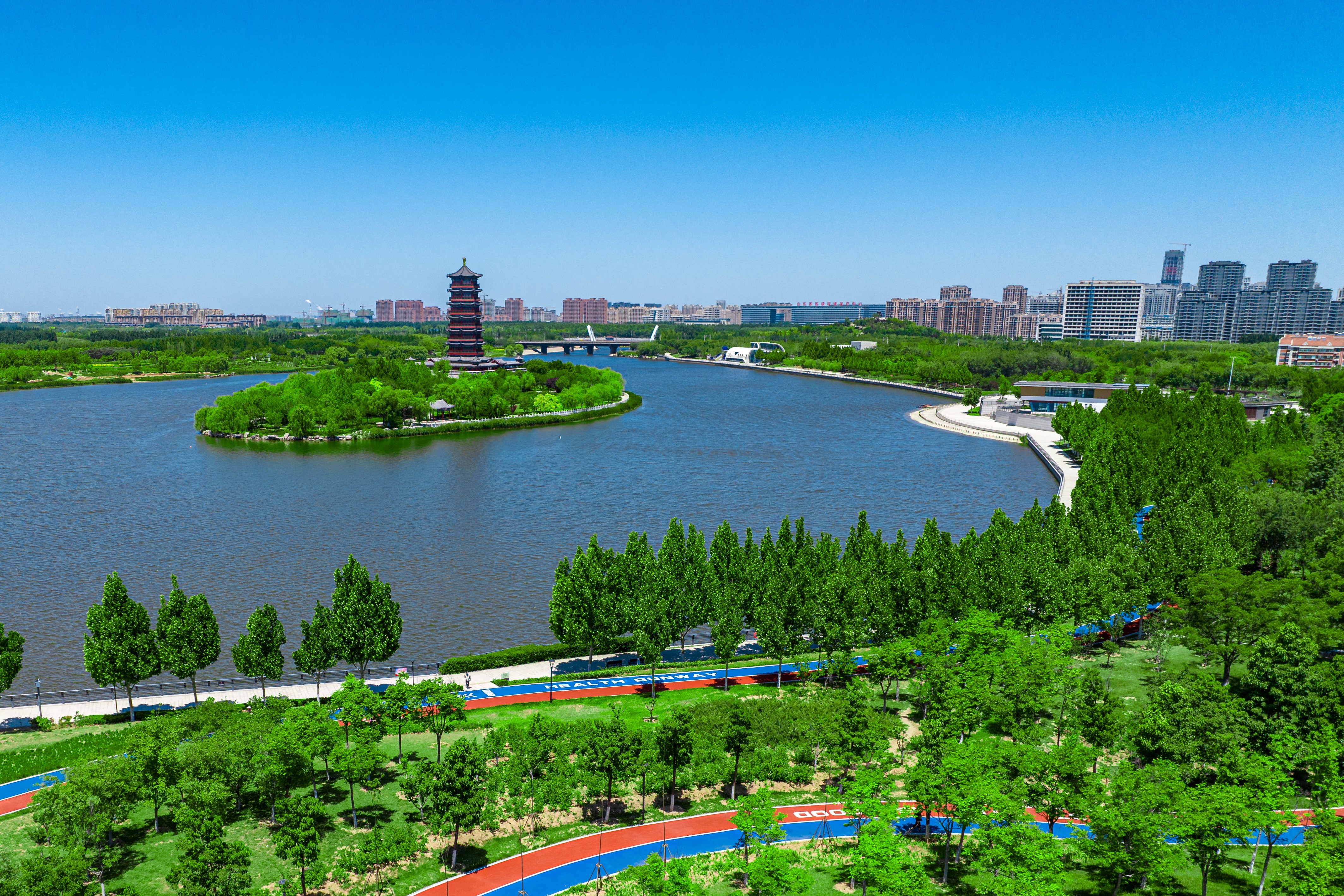 中建八局承建的山东省淄博孝妇河生态修复项目(标段三)全面竣工