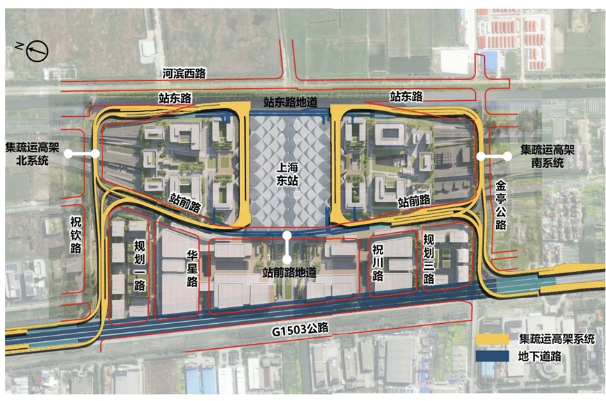 中建八局承建的東方樞紐上海東站集疏運(yùn)道路新建工程