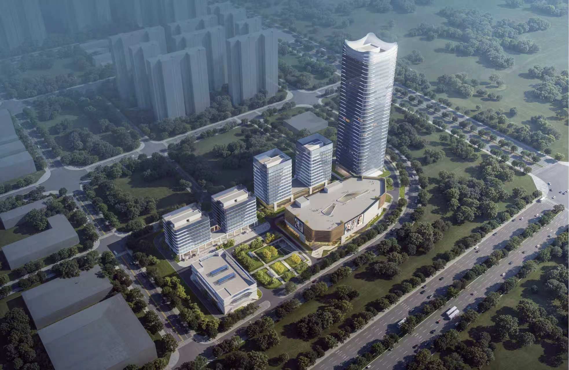 本项目位于郑州白沙组团，交通区位优势突出。占地约 4.18 万㎡，总建面近 20 万㎡，布局超高层科创办公、酒店及商业，配套完善车位与综合配套。依托白沙科学谷定位，打造中部交通大数据复合型数字产业综合体。.jpg
